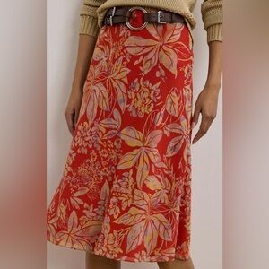 NWOT Lauren Ralph Lauren Floral Crinkle Georgette Midi Skir